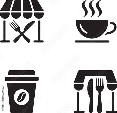 Icons representing various food and beverage service options