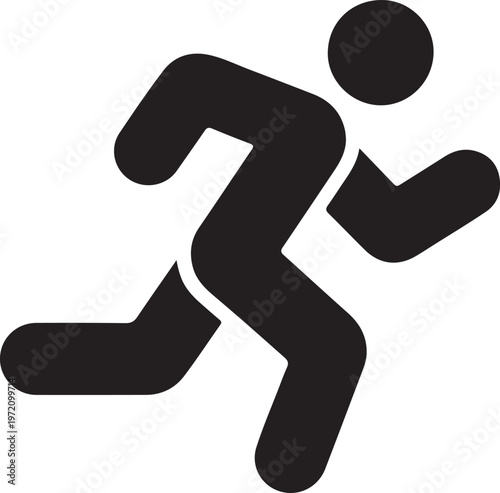 Dynamic silhouette of a person running in mid-stride action pose