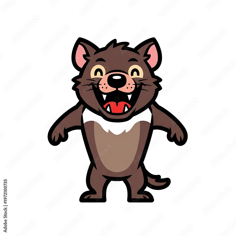 Fototapeta premium Cartoon wolf character illustration smiling.