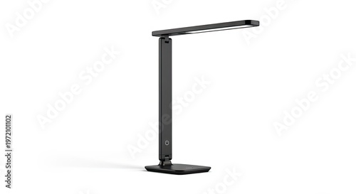 Modern Minimalist Black LED Desk Lamp with Adjustable Foldable Arm Isolated on White Background