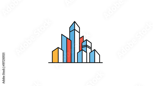 Colorful Modern Cityscape Illustration Depicting Urban Architecture and Design.