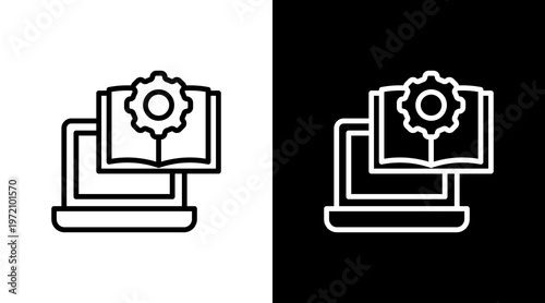 Blended Learning White Icon Set Design