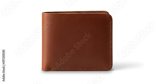 Classic Brown Leather Bifold Wallet Isolated on White Background