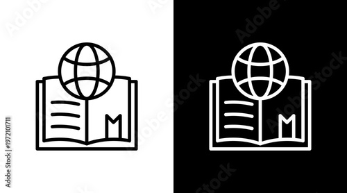Globe Knowledge White Icon Set Design