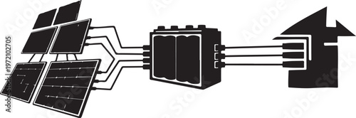 Solar panels generating electricity for a house system