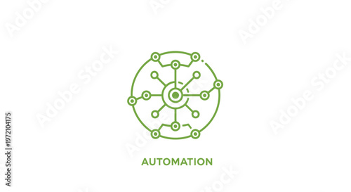 Elegant Circular Automation Icon with Connected Nodes and Lines.