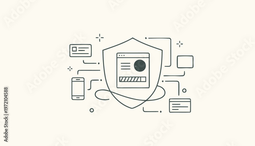 Digital Security Shield Protecting Online Data and Information.