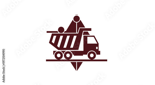 Detailed illustration of a dump truck with a load, ready for work.