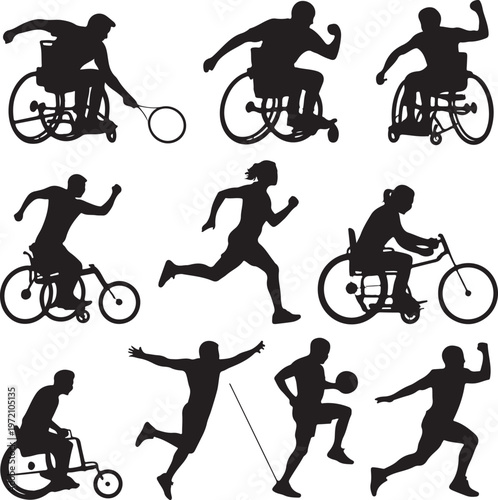 Inclusive sports activities featuring various adaptive and traditional exercises