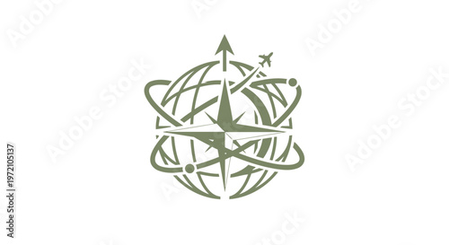 Elegant Compass Rose and Globe Logo for Travel and Exploration.