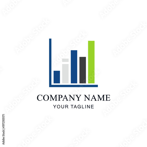 Financial Growth Chart Logo Design with Bar Graph and Company Name.