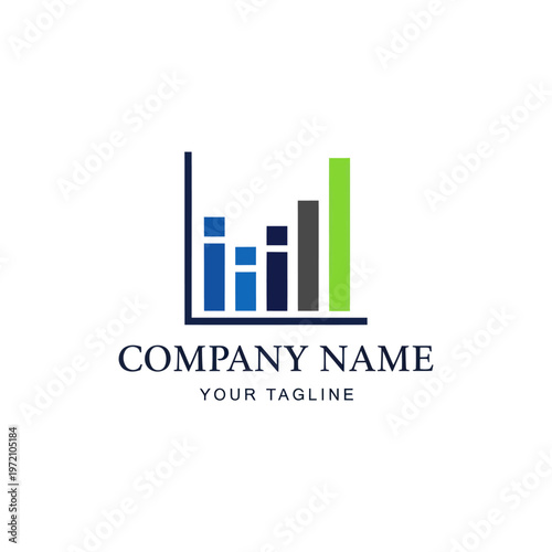 Financial Growth Chart Logo Design with Bar Graph Illustration.