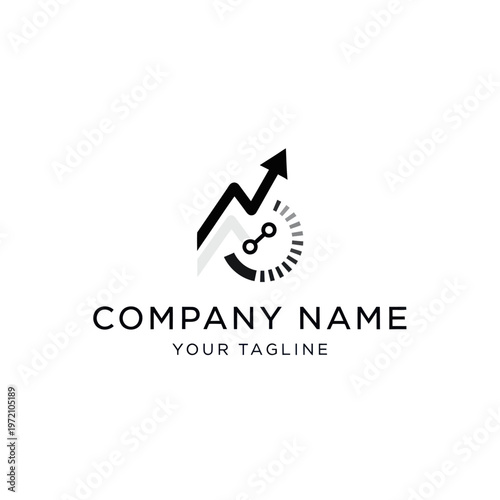 Dynamic Growth Arrow with Data Connection Points and Circular Progress Indicator.