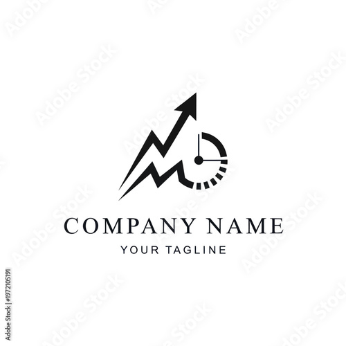 Growth Arrow with Clock - Time-Sensitive Progress and Strategic Advancement Logo.