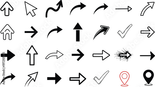 Arrow Icons Set Direction Arrows Collection Navigation Symbol Vector Illustration