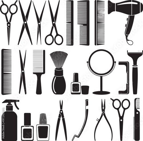 Comprehensive collection of beauty and grooming tools and accessories