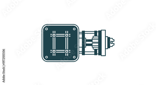 Detailed Illustration of a Mechanical Component with Intricate Design.