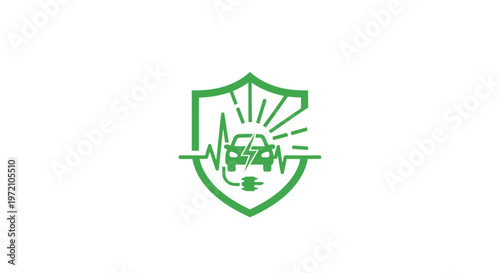 Electric Vehicle Shield - Green Energy and Sustainable Transportation Concept.