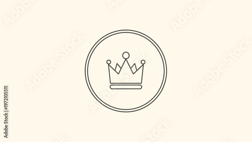 Elegant Crown Icon Inside Circle Representing Royalty and Leadership.
