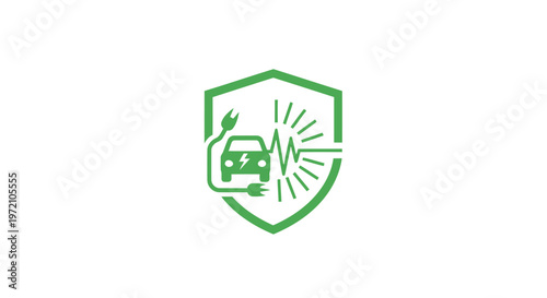 Electric Vehicle Shield - Green Icon Representing Eco-Friendly Transportation.