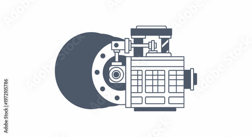 Detailed Illustration of a Mechanical Industrial Machine Component.