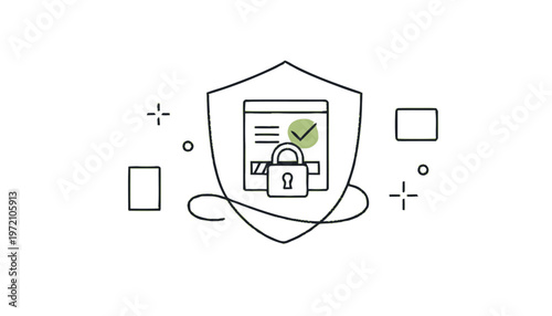 Digital Security Shield Protecting Online Data and Information.