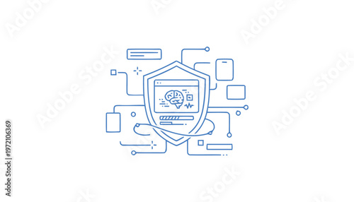 Digital Security Shield Protecting Data and Information Online.