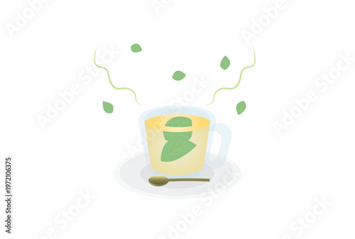 ミントが香るミントティーのイラスト