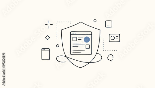 Digital Security Shield Protecting Online Information and Data.