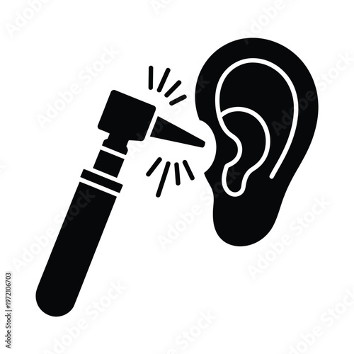 Otoscopic examination of the ear a medical diagnostic illustration