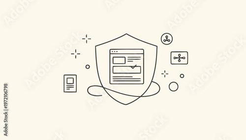 Digital Security Shield Protecting Website Information and Data.