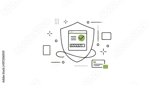 Digital Security Shield Protecting Website with Encryption and Verification.