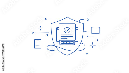 Digital Security Shield Protecting Data and Information Online.