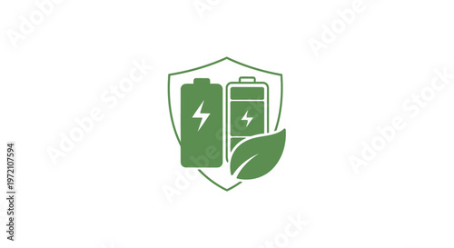 Eco-Friendly Energy - Shielded Batteries with Leaf Symbol.