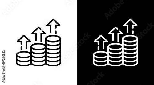 Revenue Increase White Icon Set Design