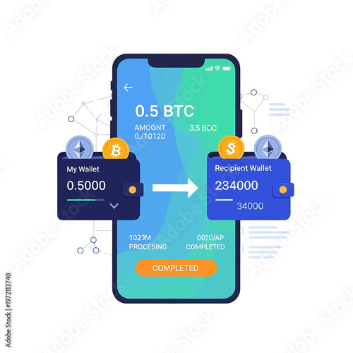 Bitcoin transaction on a smartphone.