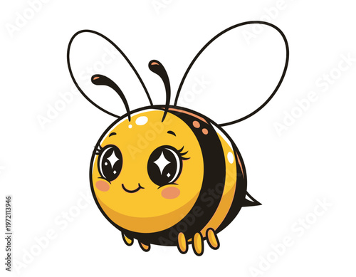 Title charming cartoon bee illustration a delightful silhouette of a buzzing insect with sparkling eyes description a cute colorful cartoon bee with big sparkling eyes