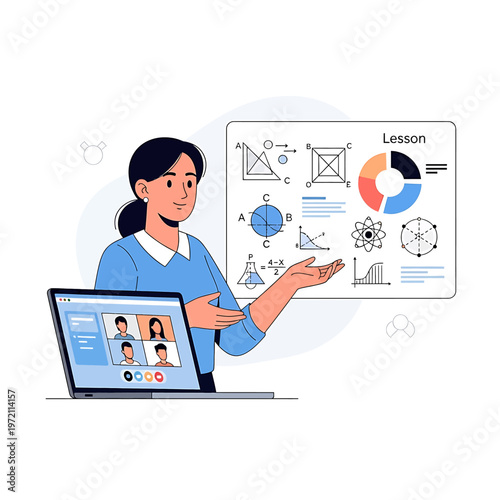 Woman presenting on laptop screen.