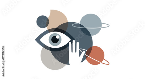 Stylized Eye Illustration with Geometric Shapes.