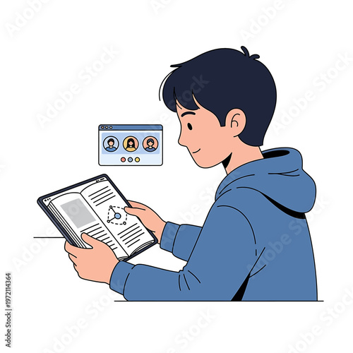 Young man using a digital tablet.