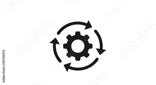 Gear with circular arrows rotating.