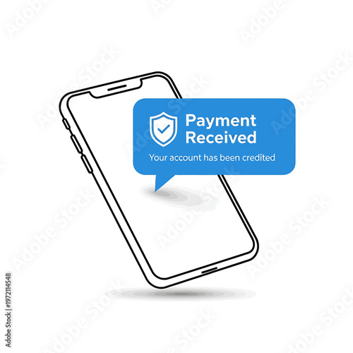 Smartphone with payment received notification.