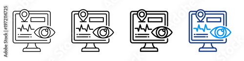 Monitoring Visit Icon Different Style Outline Collection Set.