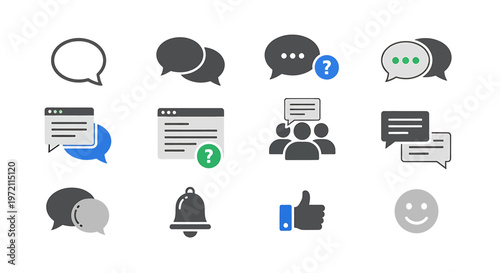 Chat and communication icons set.