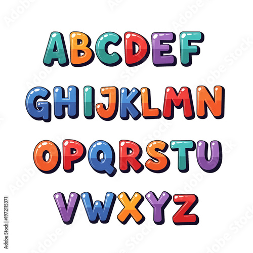 Colorful Alphabet Letters in Bubbles 26.