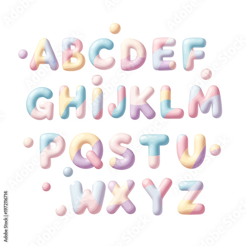 Colorful Alphabet Letters in Bubbles 22.