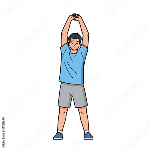 Man stretching arms up high 1.