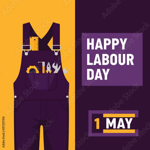 Labour Day Celebration with Work Overalls and Tools