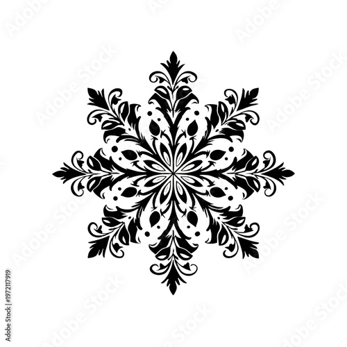 Professional Isolated Snowflake Icon in Black on White Background Usage
