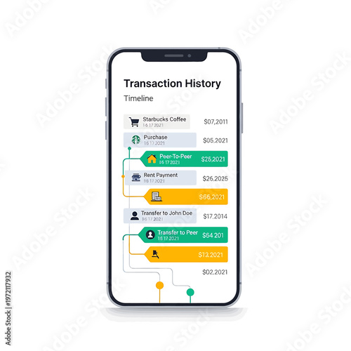 Smartphone screen showing transaction history.